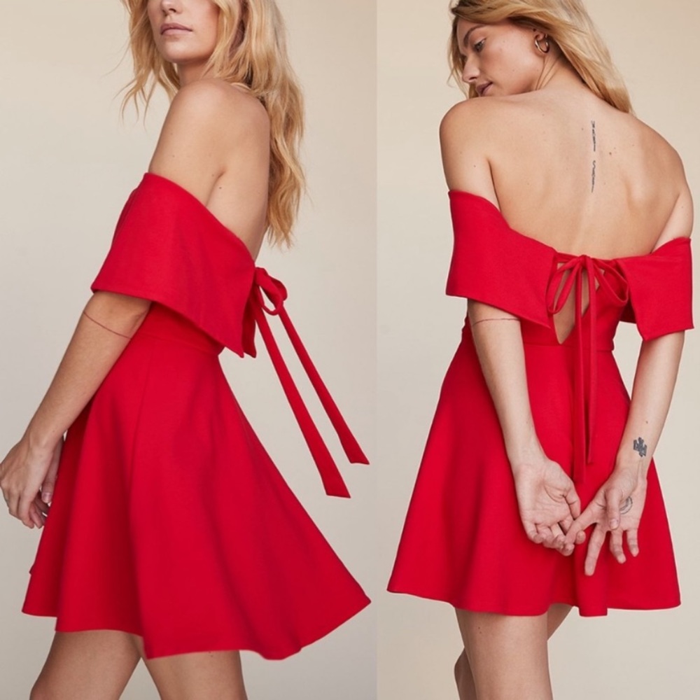LPA Off Shoulder Red Skater Dress size S